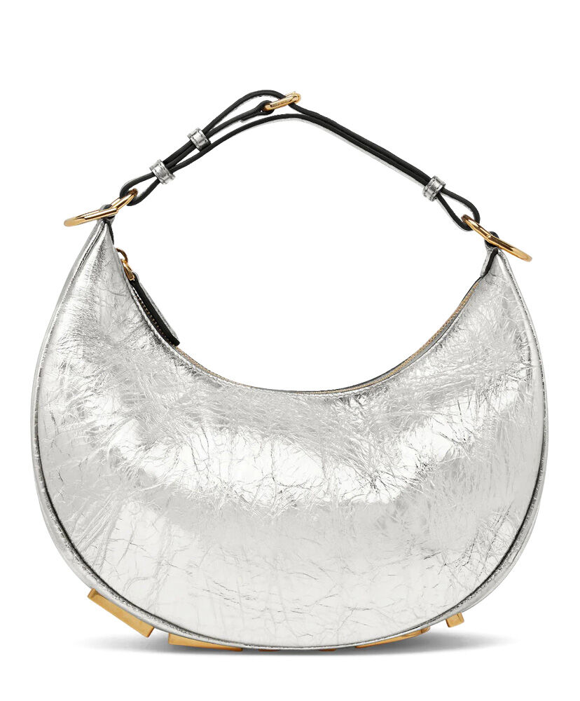 Fendi Small Fendigraphy Leather Hobo Shoulder Bag Grey